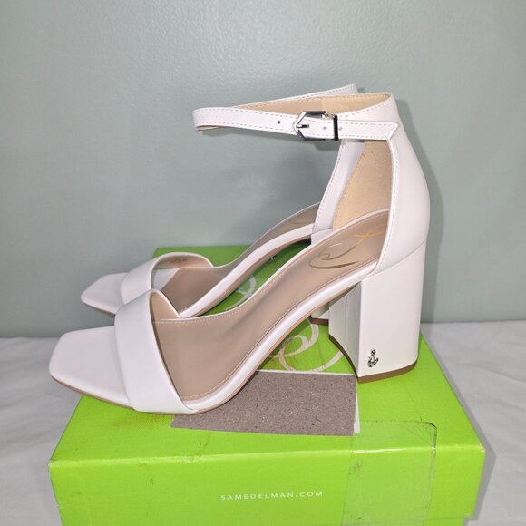 Sam Edelman Daniella Block Heel Sandal in Bright White Leather, Size US 8.5, NIB - Picture 4 of 8